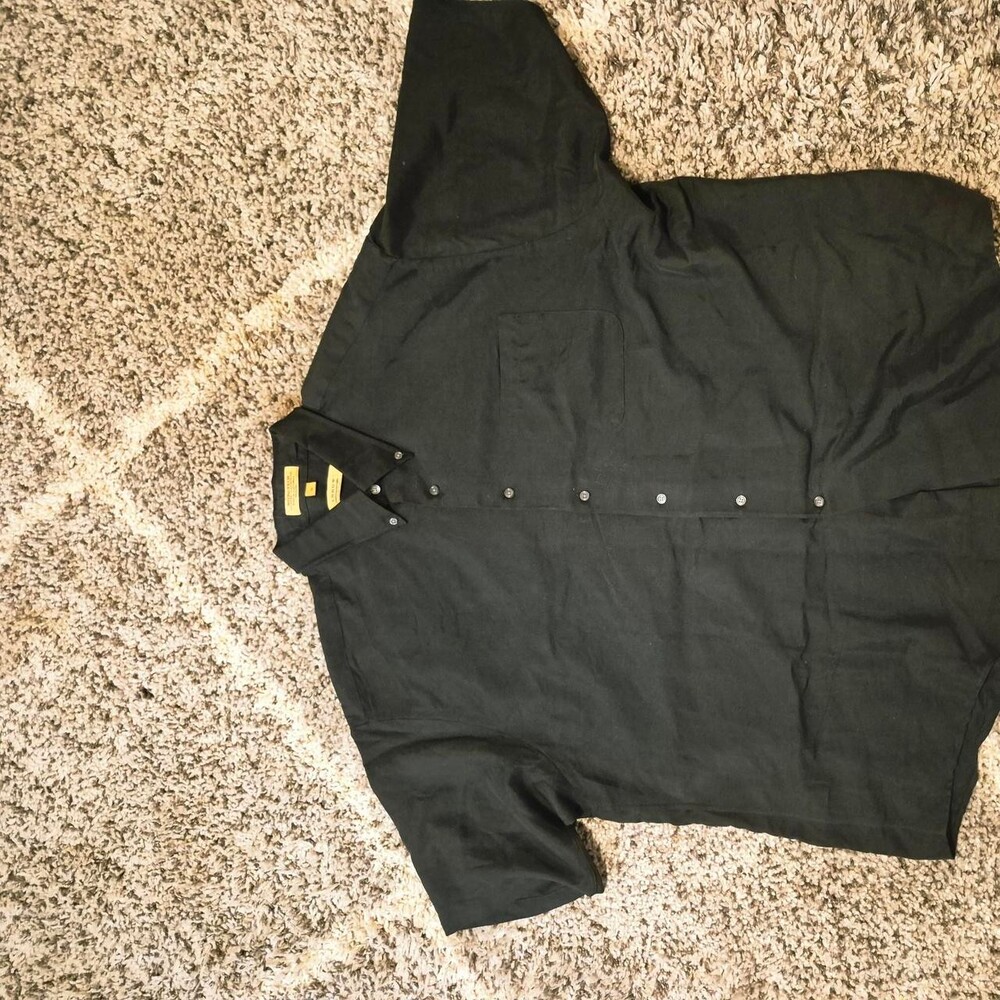 Arrow black button-up shirt in size 18. Rayon & polyester blend. #workwear #clas
